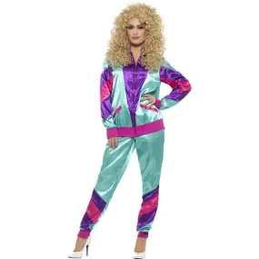 1980's Women's Shell Suit Costume - Teal