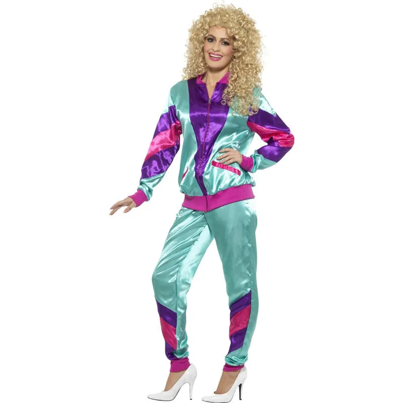 1980's Women's Shell Suit Costume - Teal