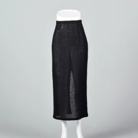 1990s Sheer Knit Wool Pencil Skirt