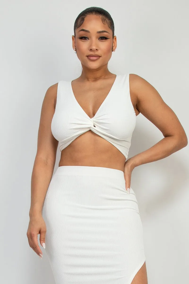 2pc set-Twist Crop Top & Maxi Skirt