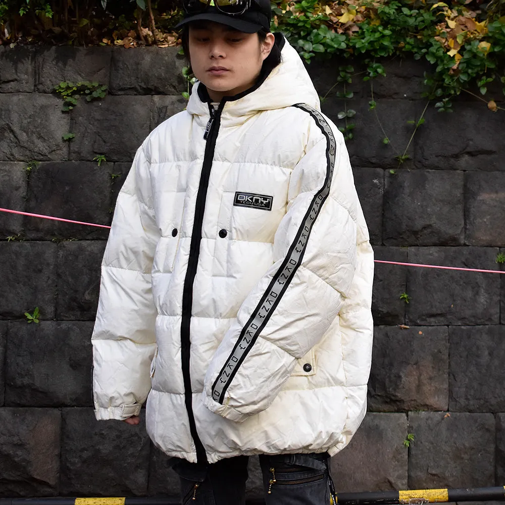 90’s DKNY TECH サイドロゴテープ！ フード付きダウンジャケット 231218H