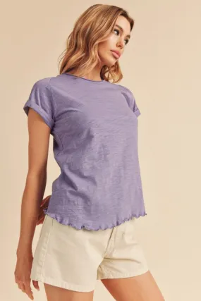 Aemi   Co Lettuce Edge Round Neck Short Sleeve T-Shirt