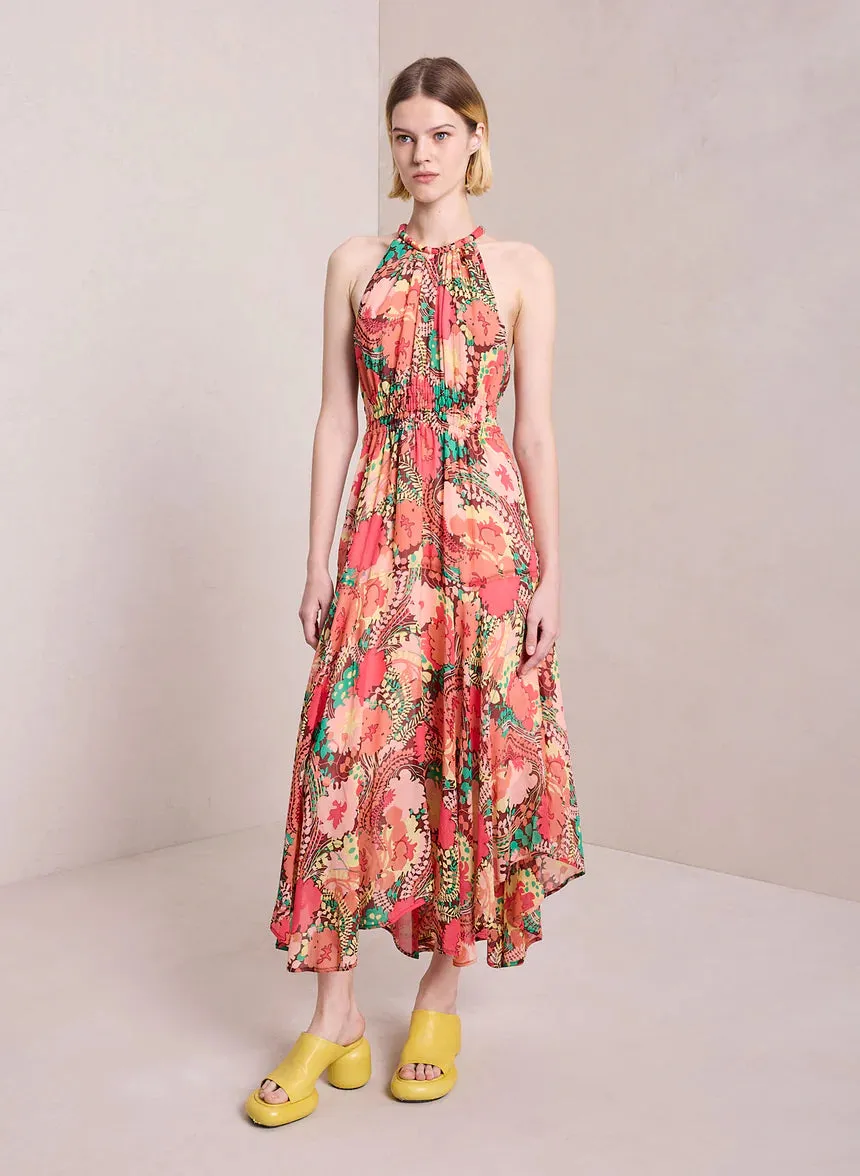 A.L.C. - Ellie Silk Midi Dress - Bronze/Agave Multicolor