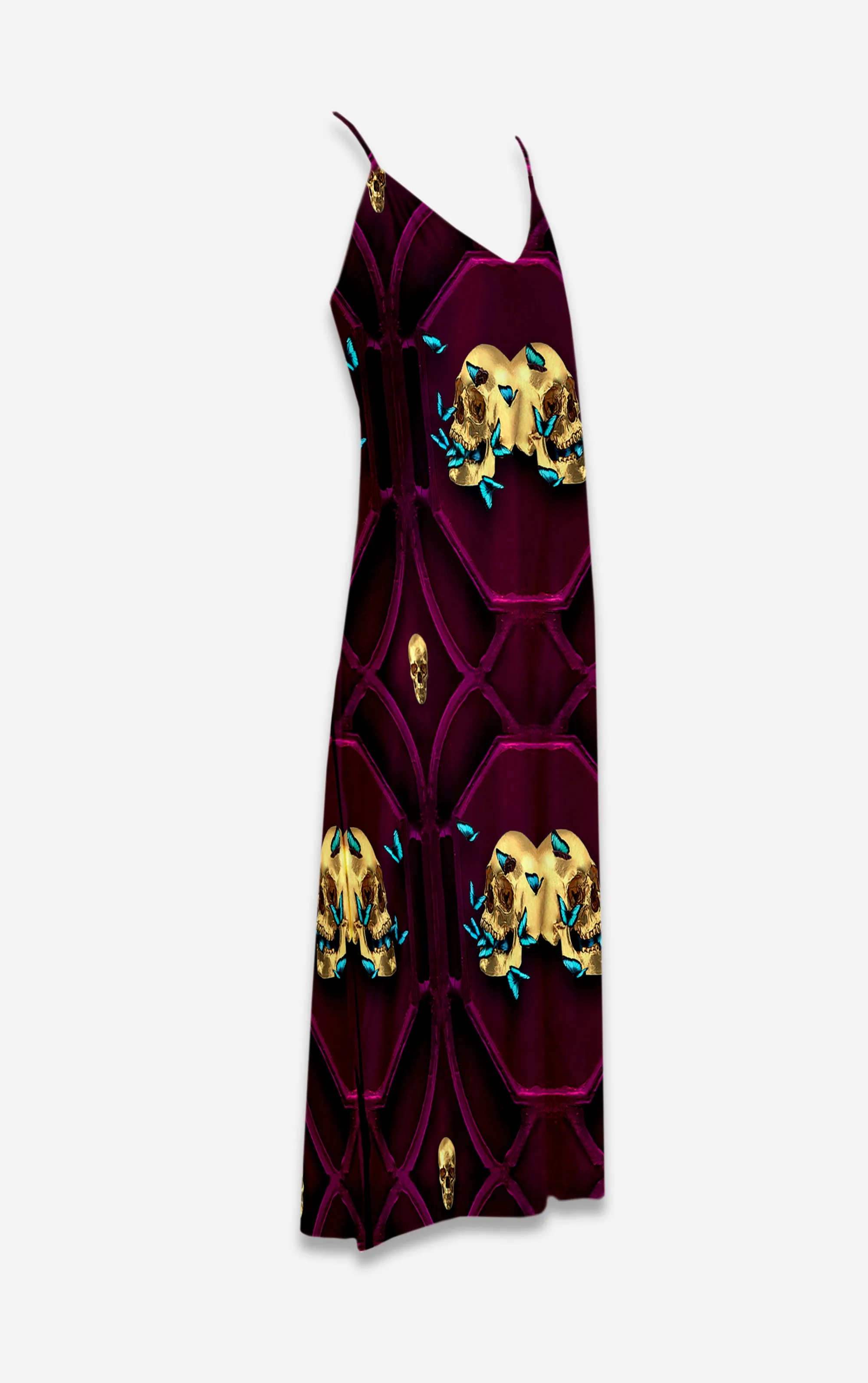 All Saints Breath- 100% Silk French Gothic V Neck Slip Dress Bold Eggplant Wine | Le Leanian™