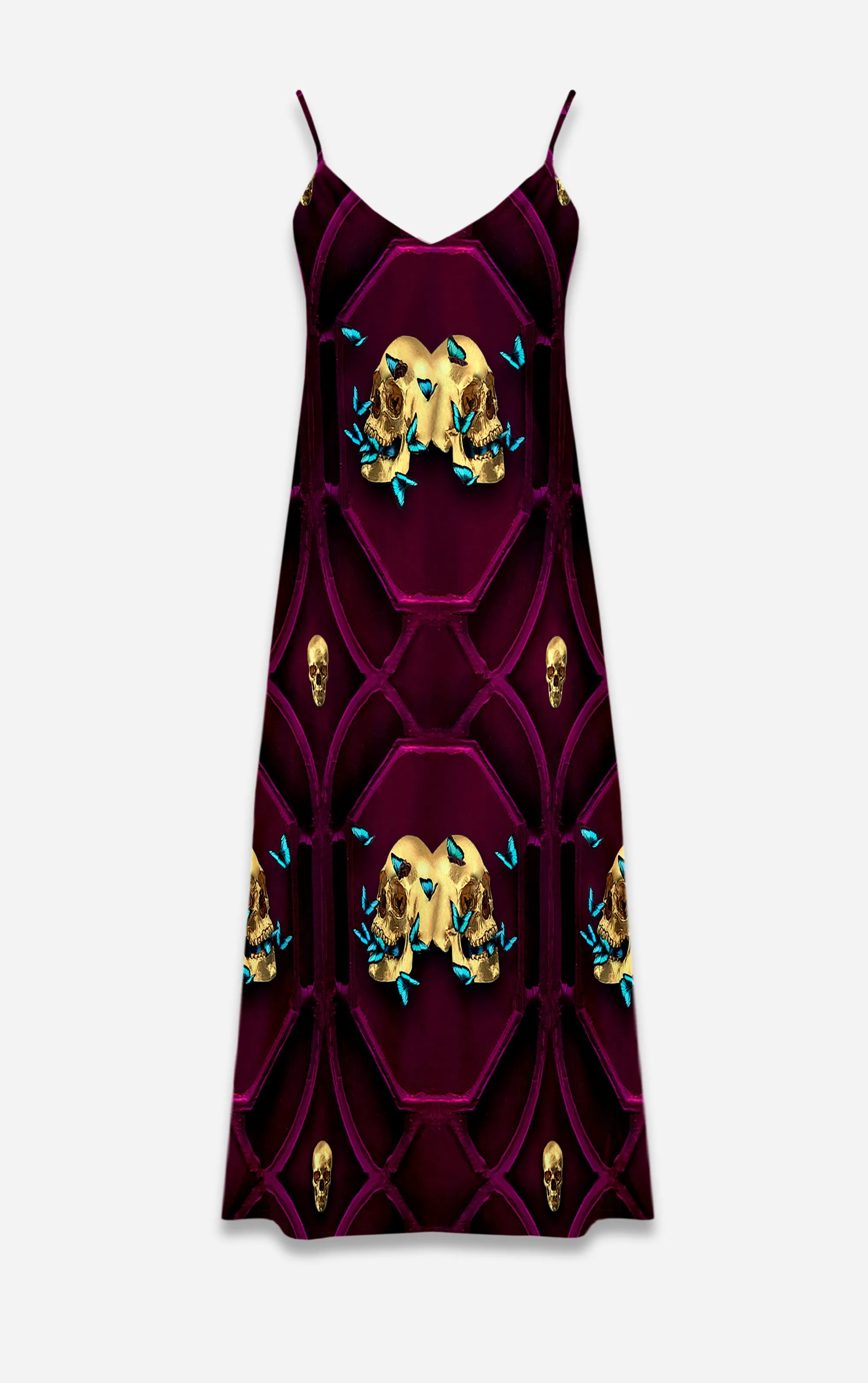 All Saints Breath- 100% Silk French Gothic V Neck Slip Dress Bold Eggplant Wine | Le Leanian™