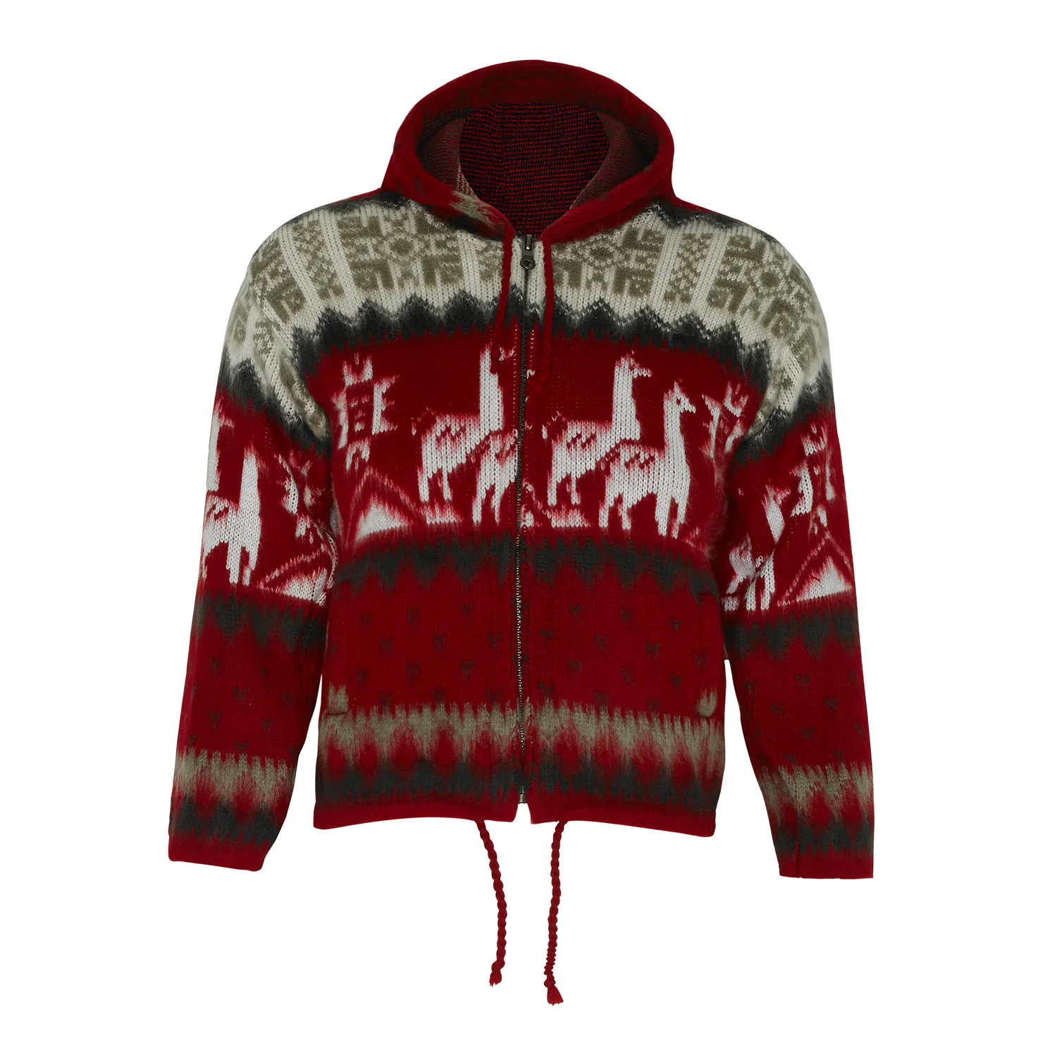 Alpaca Wool Kids Jacket with Hoodie - Native American Style