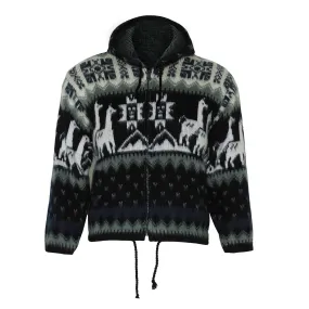 Alpaca Wool Kids Jacket with Hoodie - Native American Style
