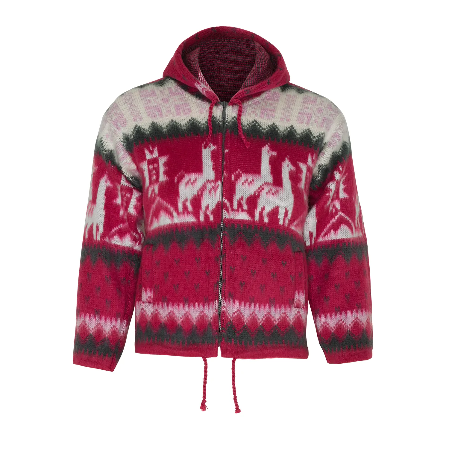 Alpaca Wool Kids Jacket with Hoodie - Native American Style