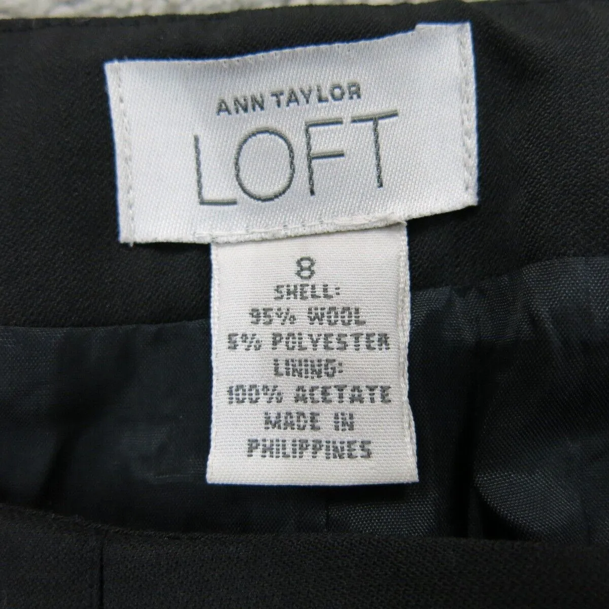Ann Taylor Loft Womens Wool Straight & Pencil Skirt Back Slit Black Size 8