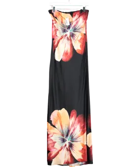 Anthropologie Black The Fleur Strapless Satin Maxi Slip Dress UK 12