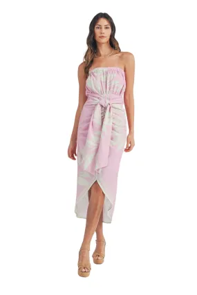 Apparel- Mable Dress Scarf Print Tie Front Tube Dress