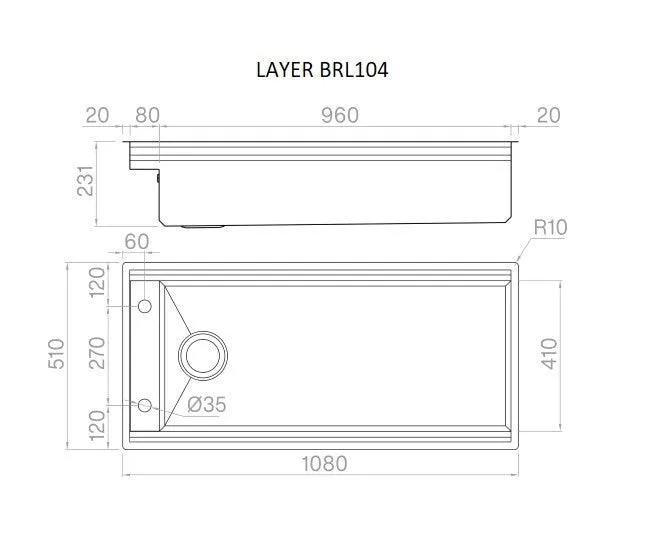 Artinox Layer BRL 104, top or undermount multi-level sink