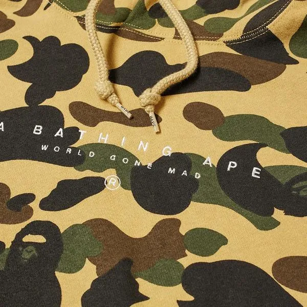 BAPE "World Gone Mad" Hoodie 1st Camo Yellow