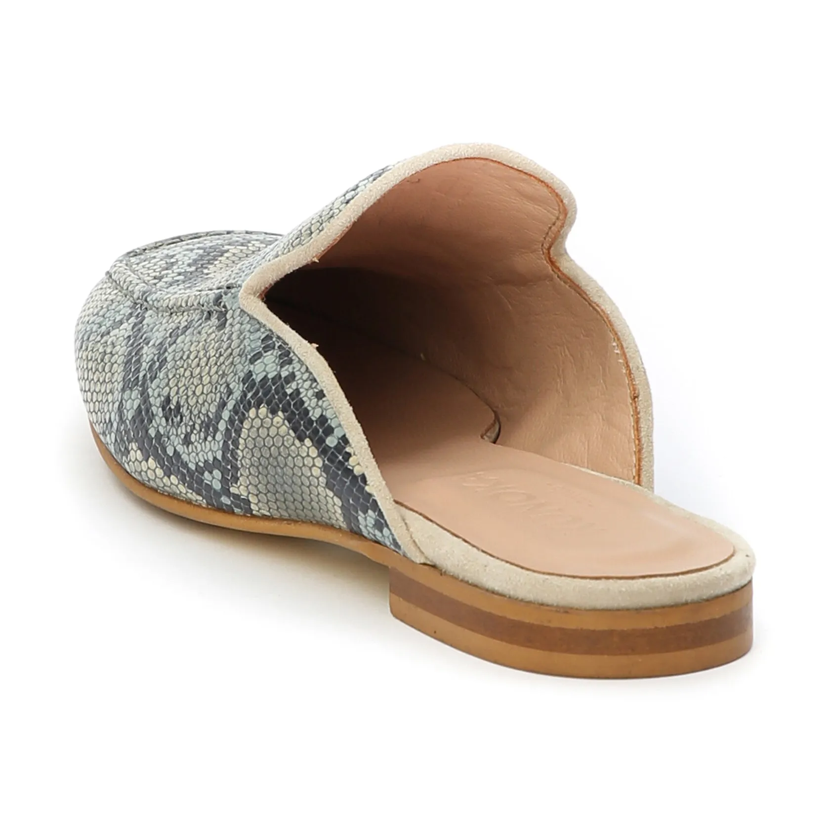 BARBARA slip-on mule - snake light blue