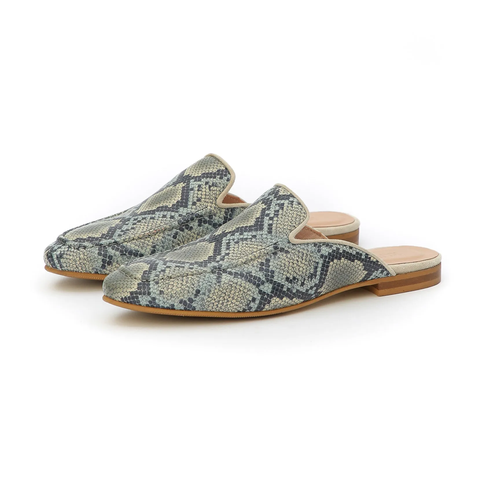 BARBARA slip-on mule - snake light blue