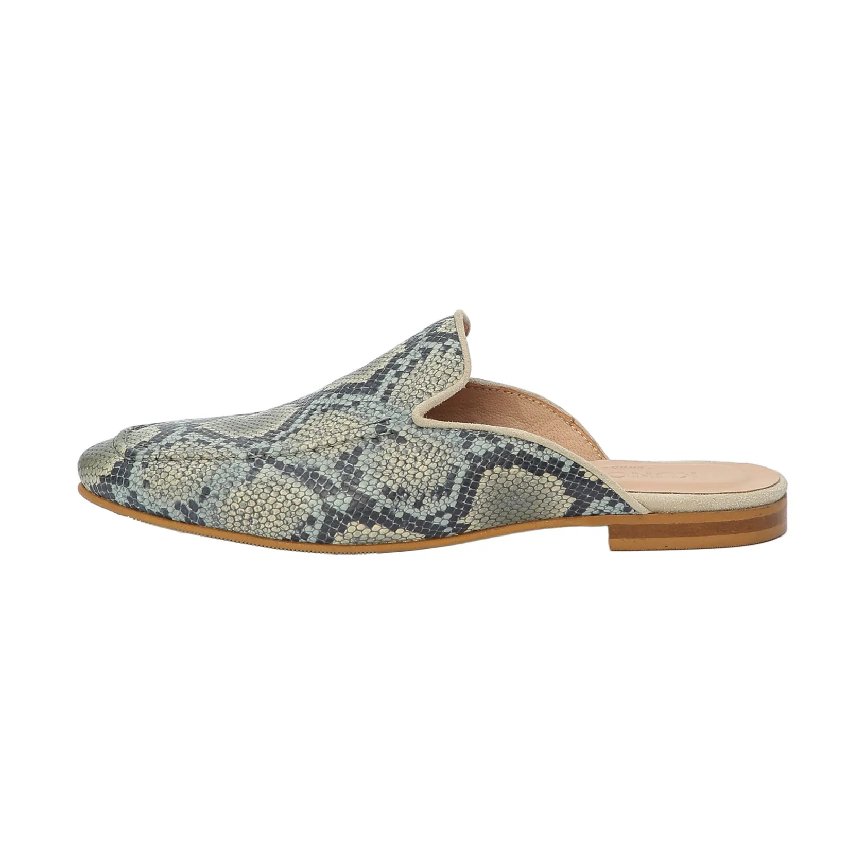 BARBARA slip-on mule - snake light blue