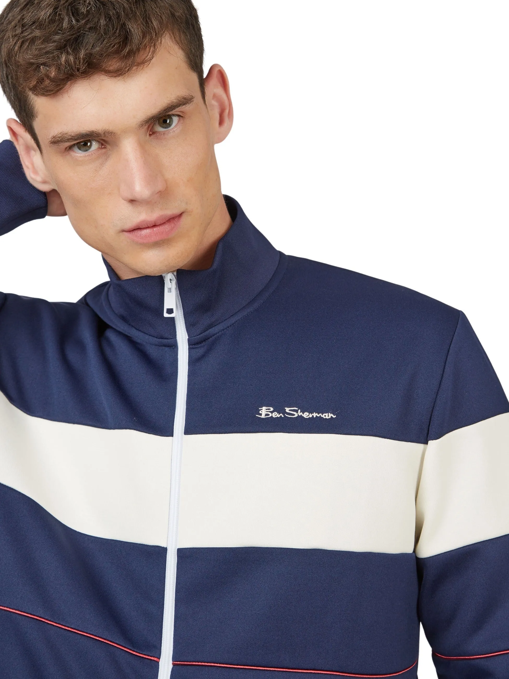 Ben Sherman Navy Tri Striped Retro Track Top Jacket