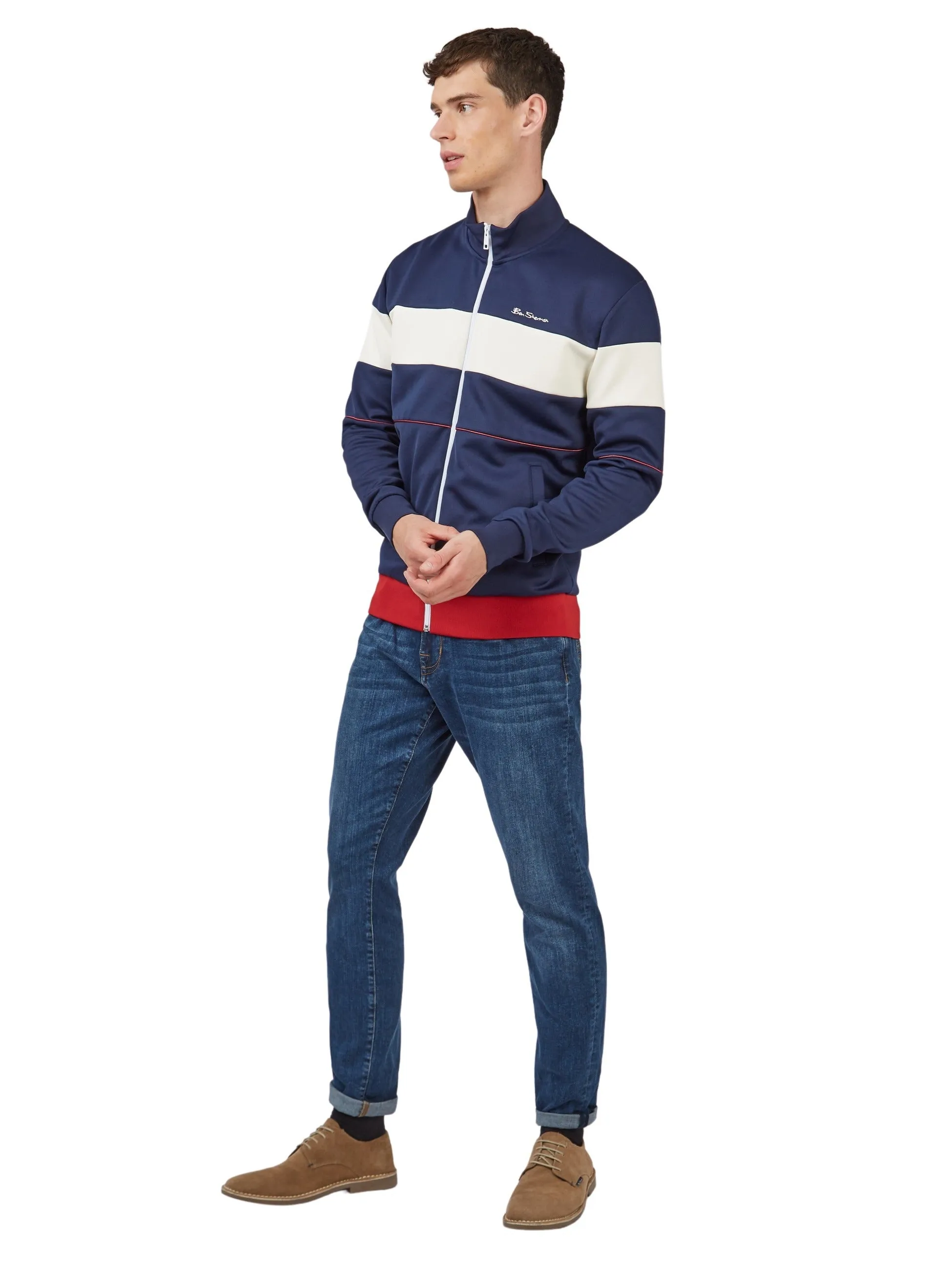 Ben Sherman Navy Tri Striped Retro Track Top Jacket