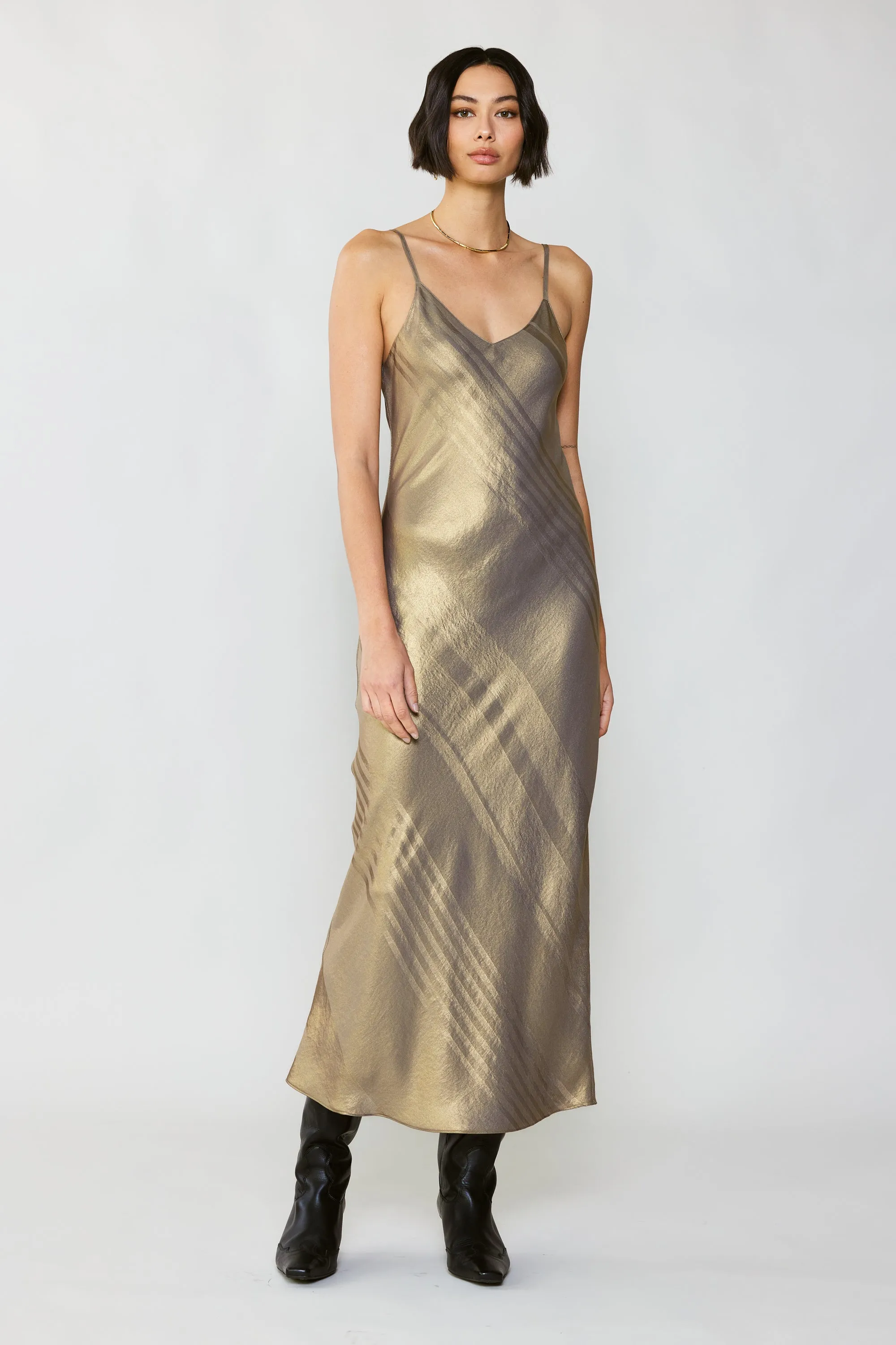 Bias Cami Metallic Dress