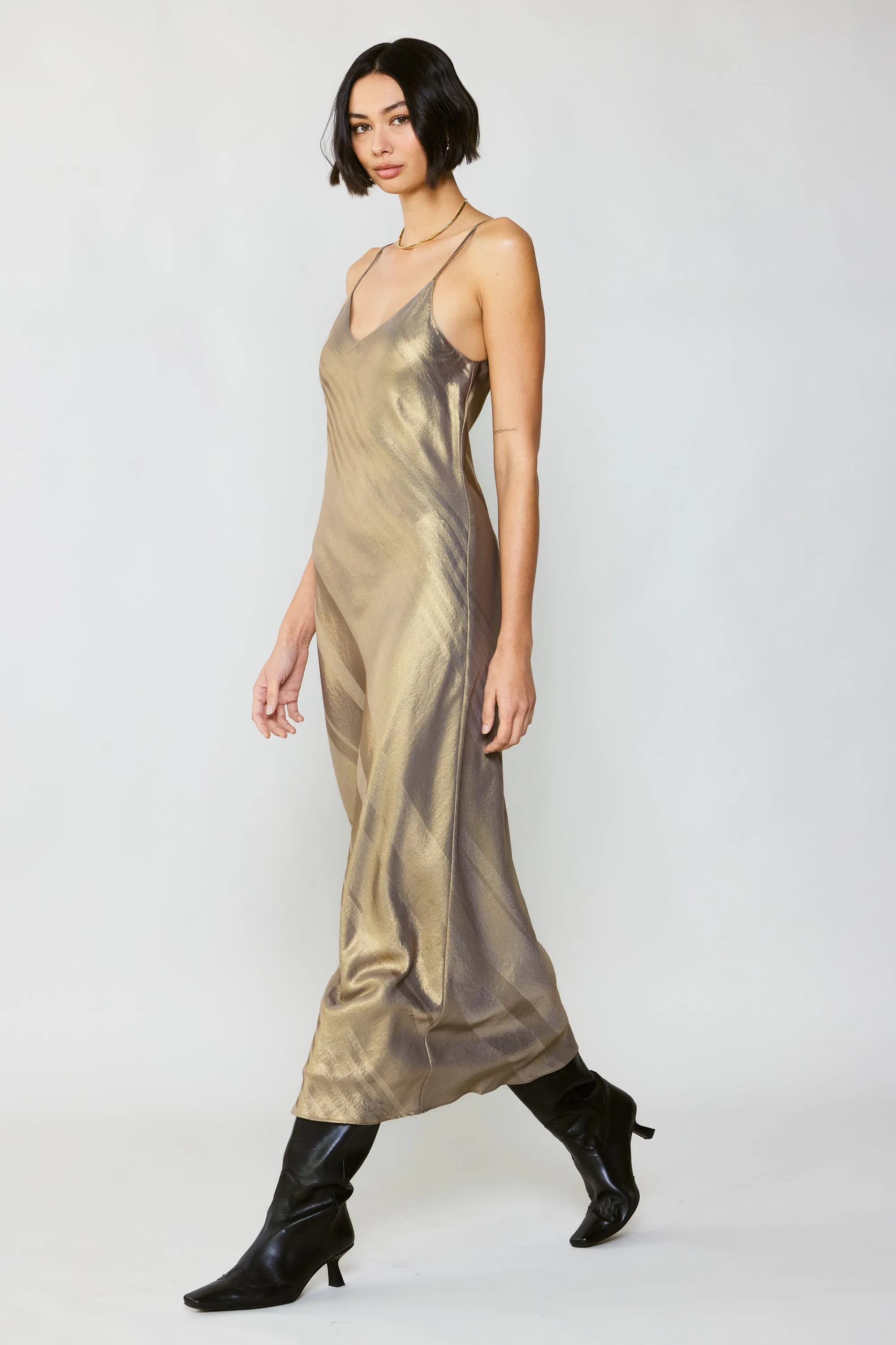 Bias Cami Metallic Dress