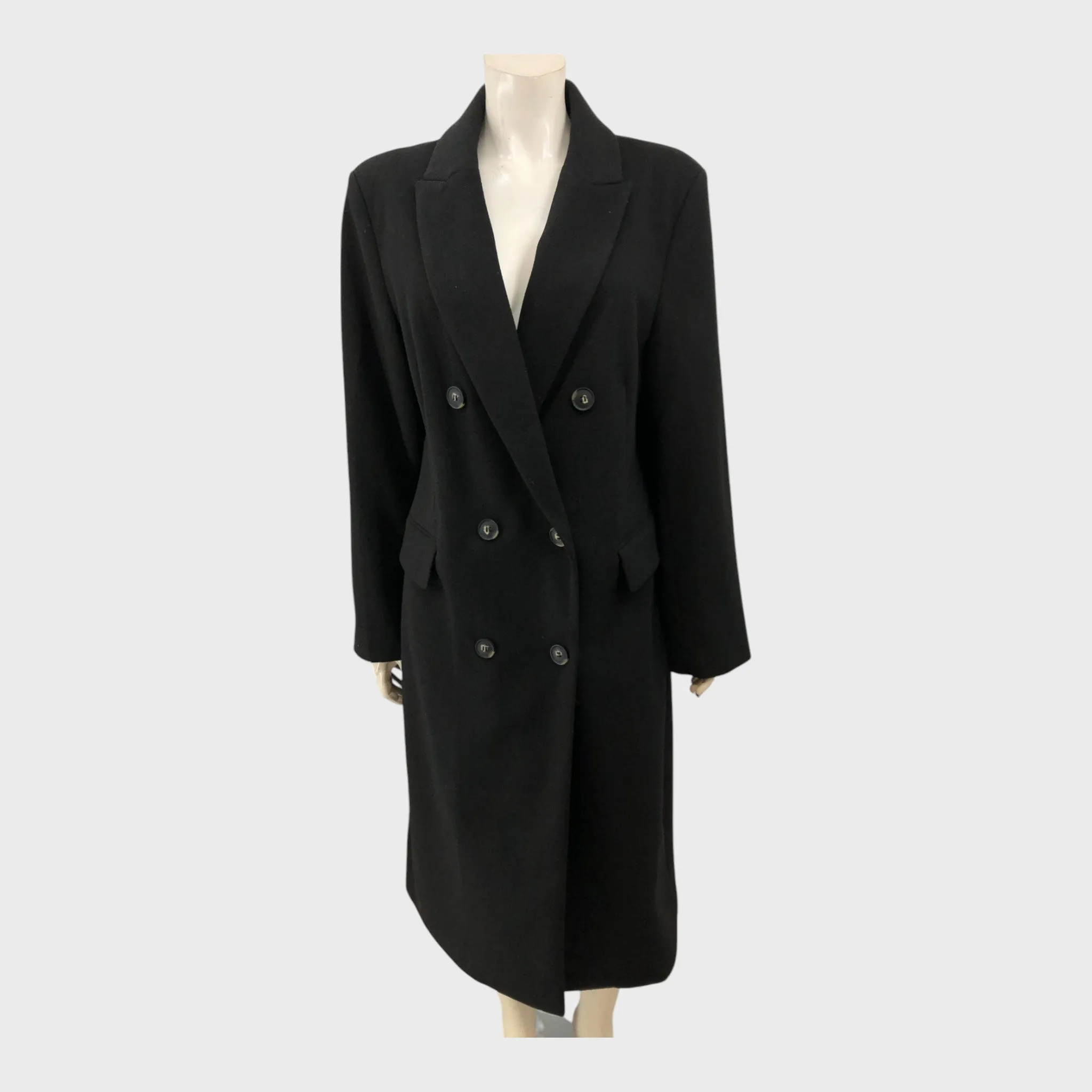 Black Double Breasted Buttons Coat - Size 18