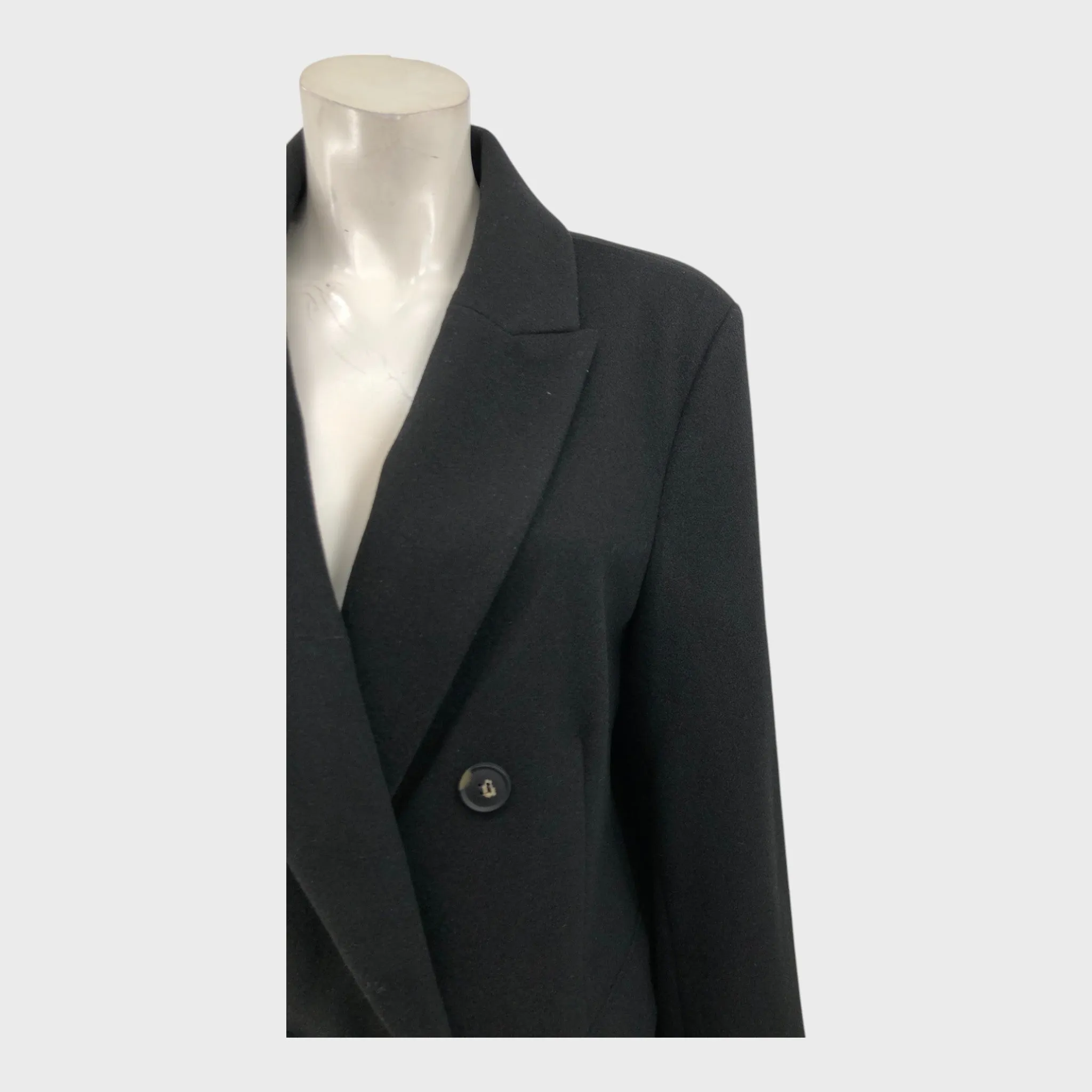 Black Double Breasted Buttons Coat - Size 18
