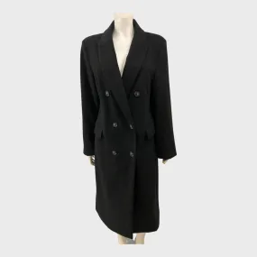 Black Double Breasted Buttons Coat - Size 18