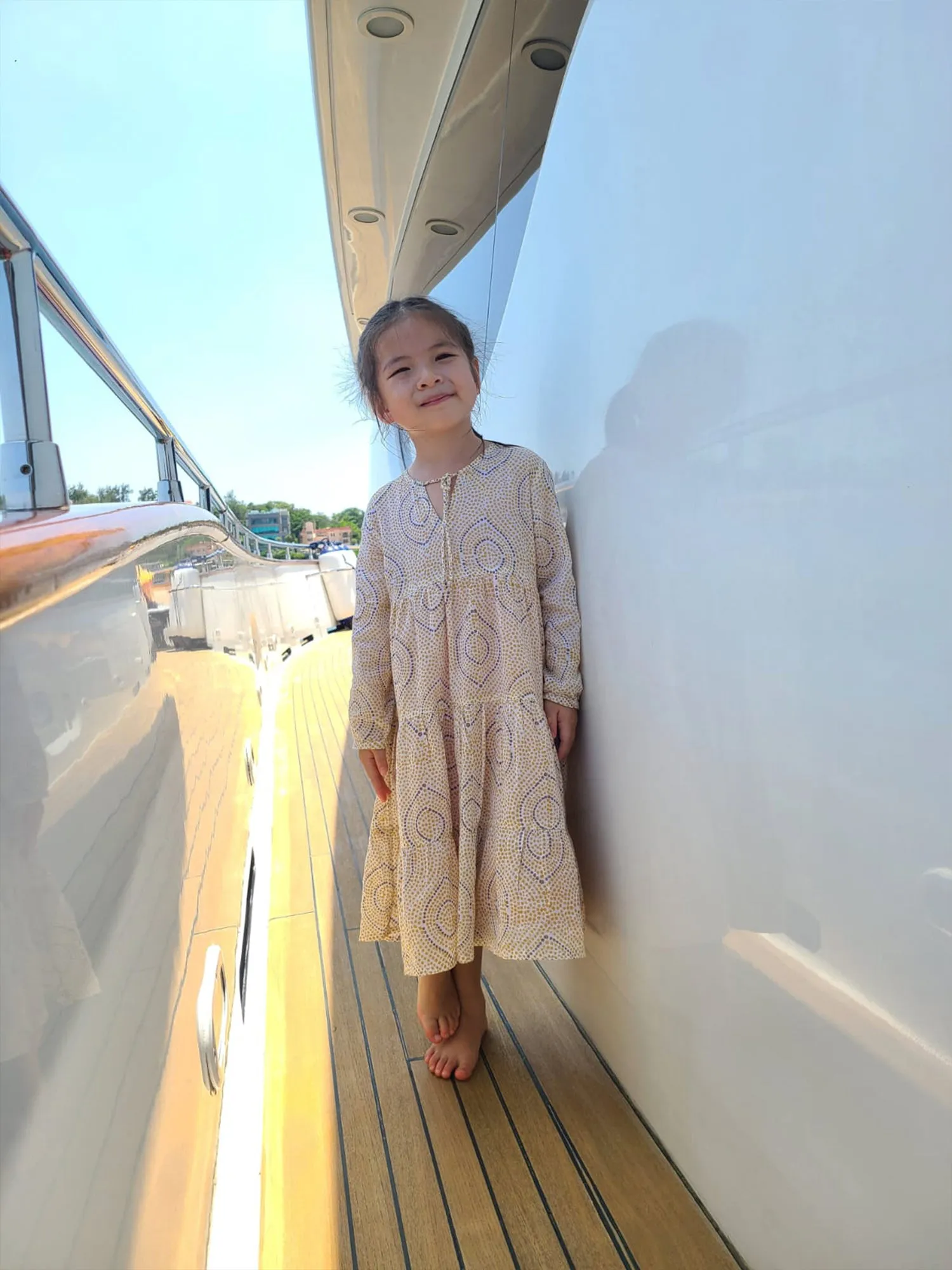 Block Printed Girl's Kaftan Dress - Oia