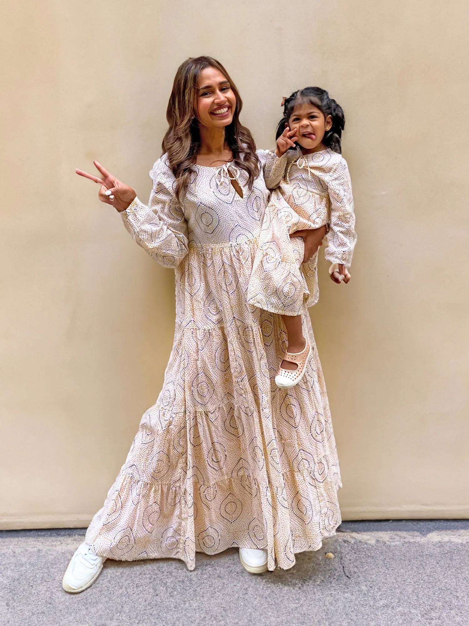 Block Printed Girl's Kaftan Dress - Oia