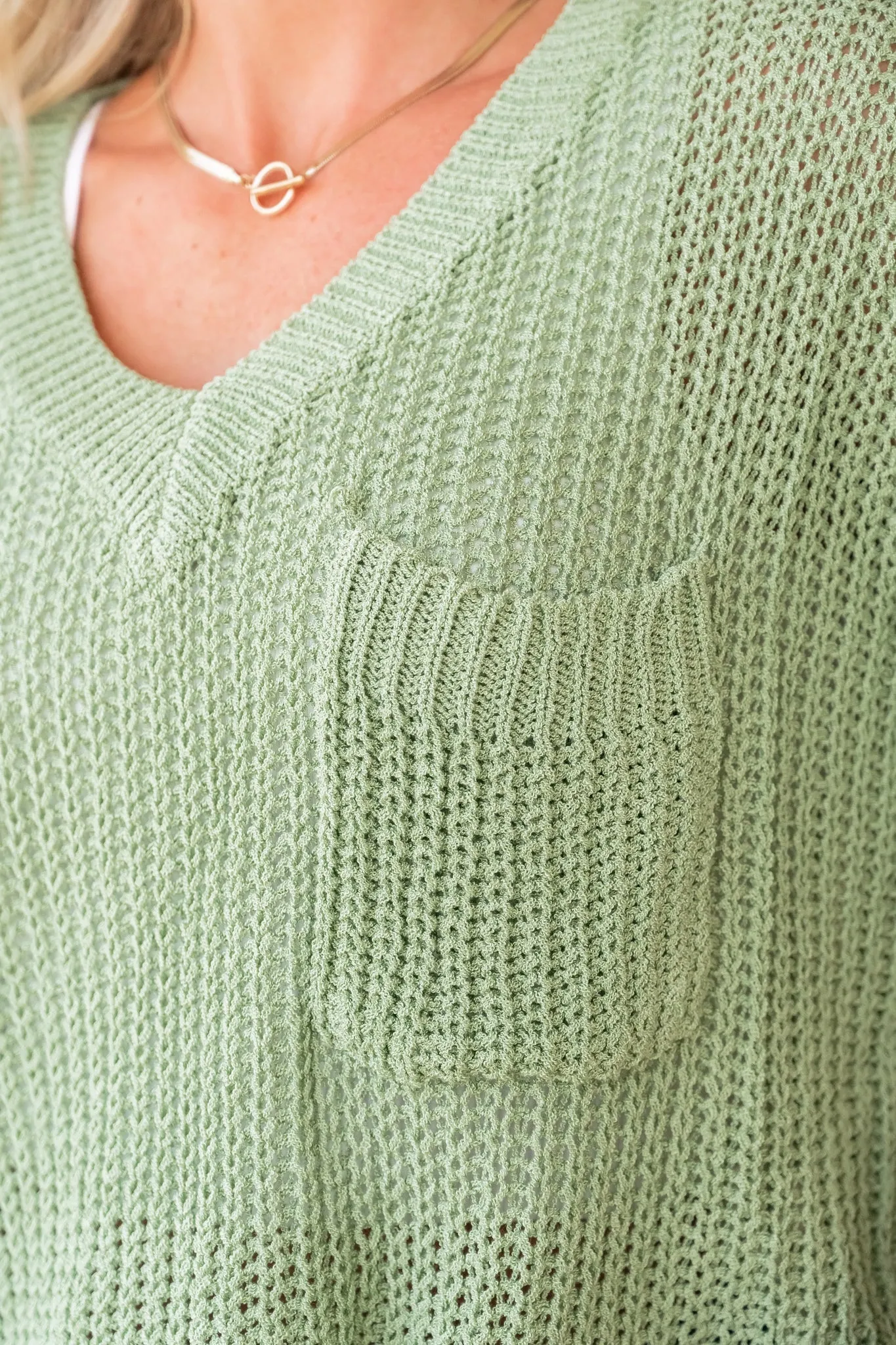Breezy Knit Delight Sweater - Sage