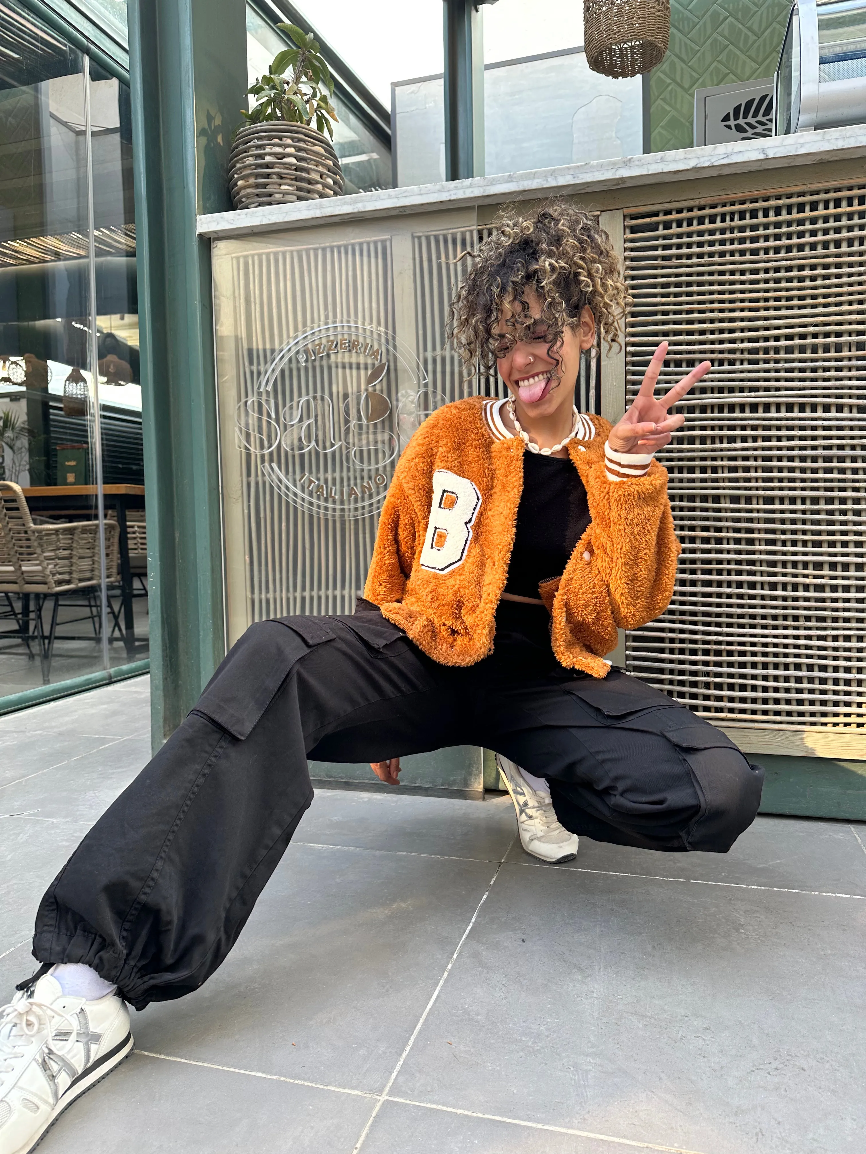 Camel Teddy Varsity Jacket