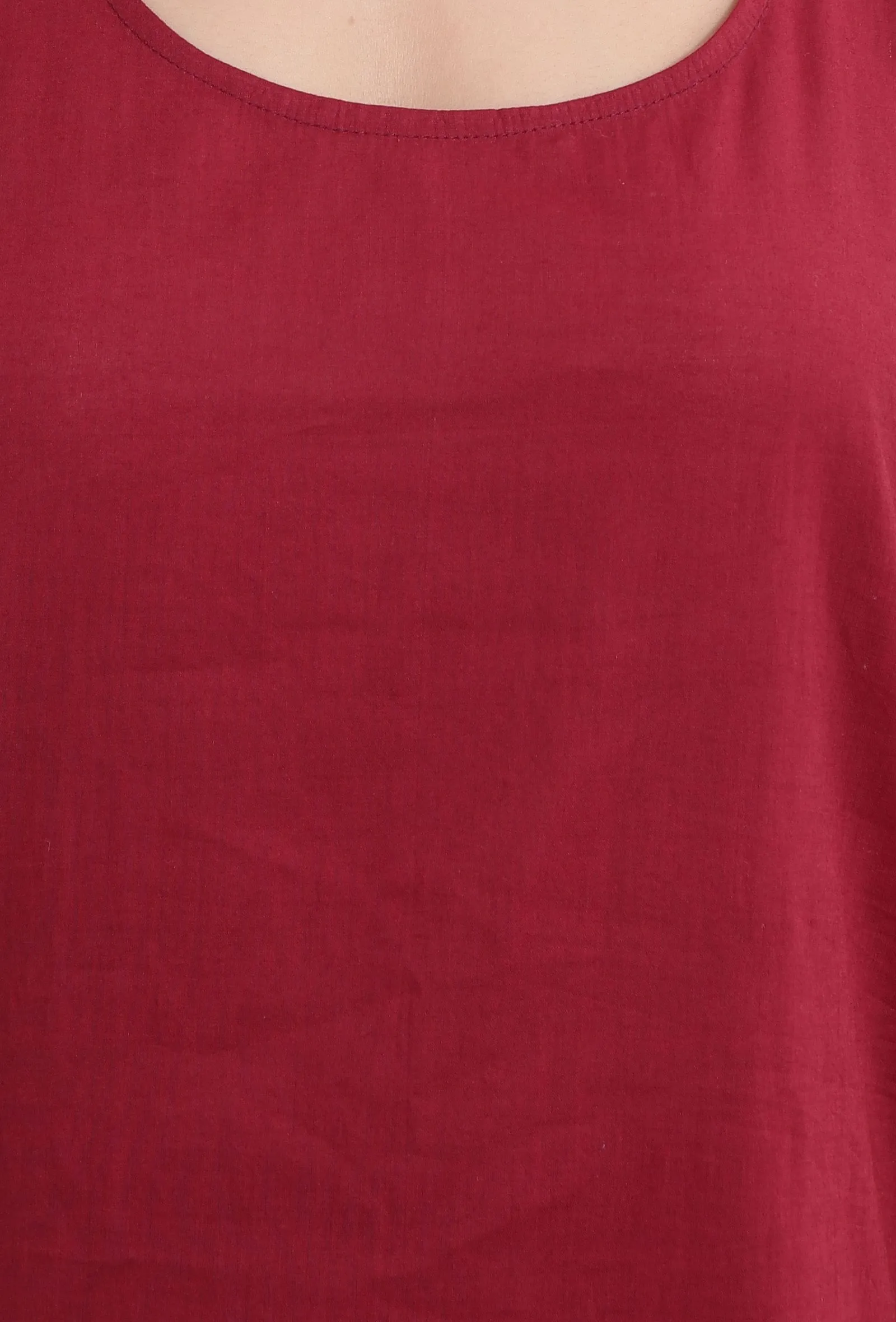 Carmine Red Sleeveless Flared Slip Kurta