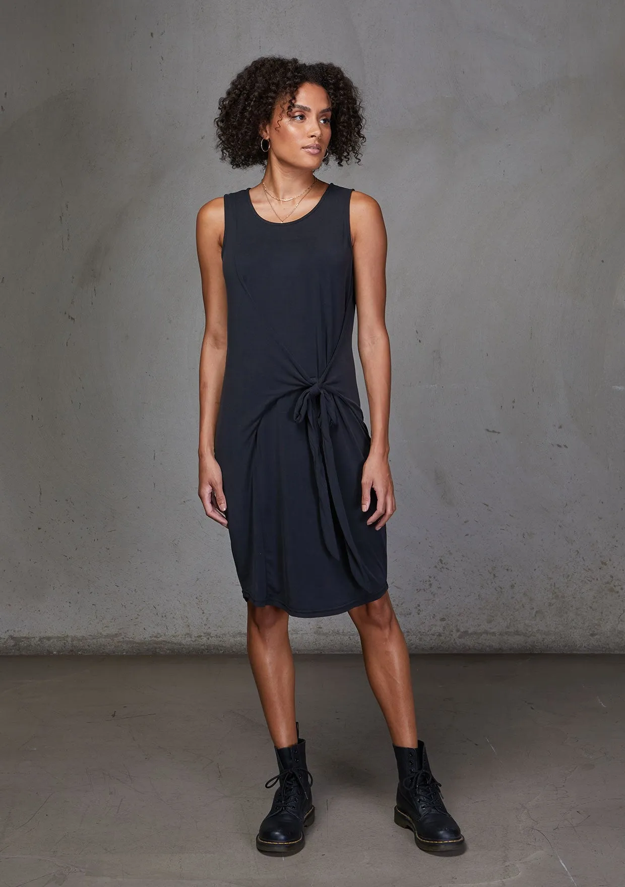 Casual Sleeveless Wrap Front Midi Dress