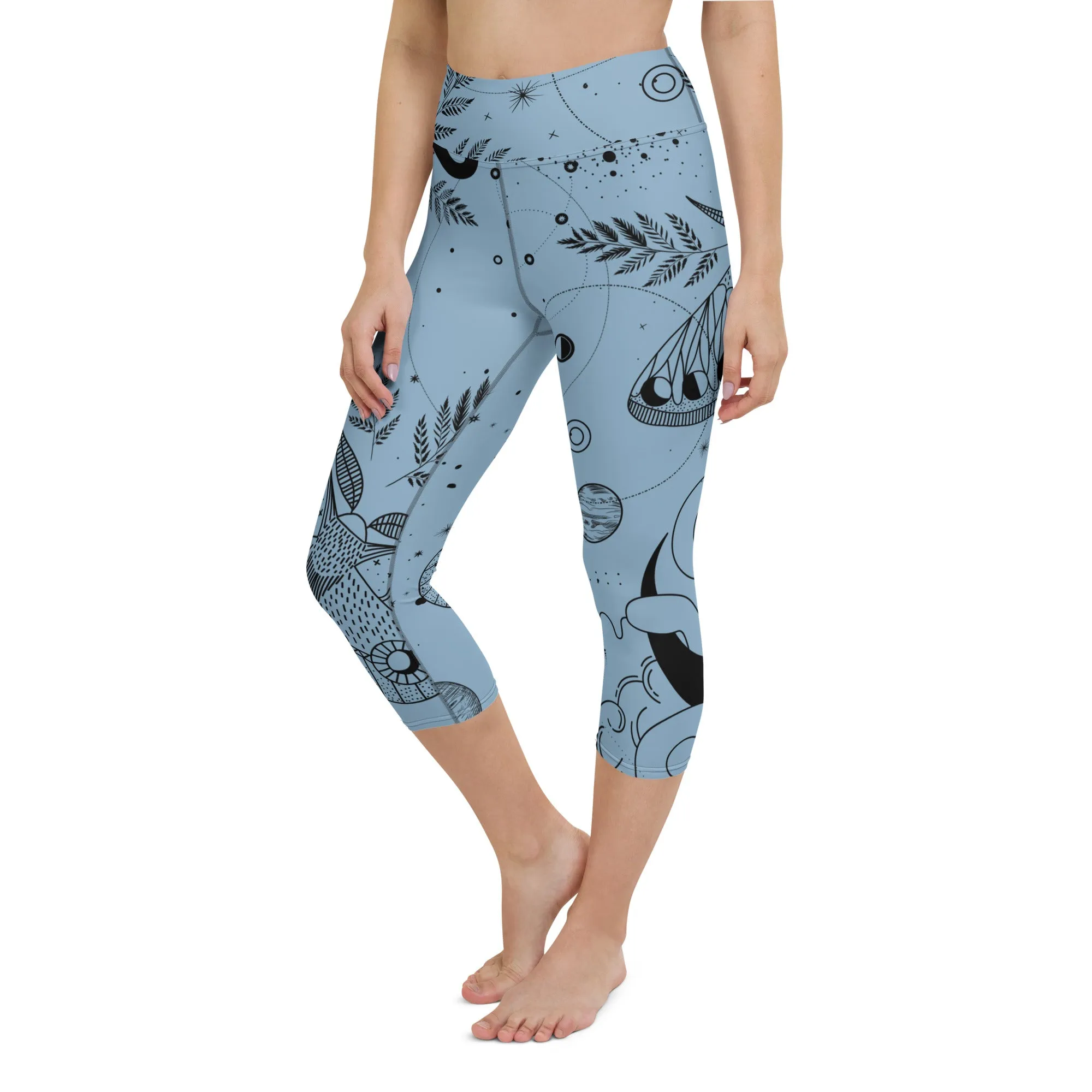 Celestial Design Yoga Capri Leggings Capri Exercise Leggings, lioness-love