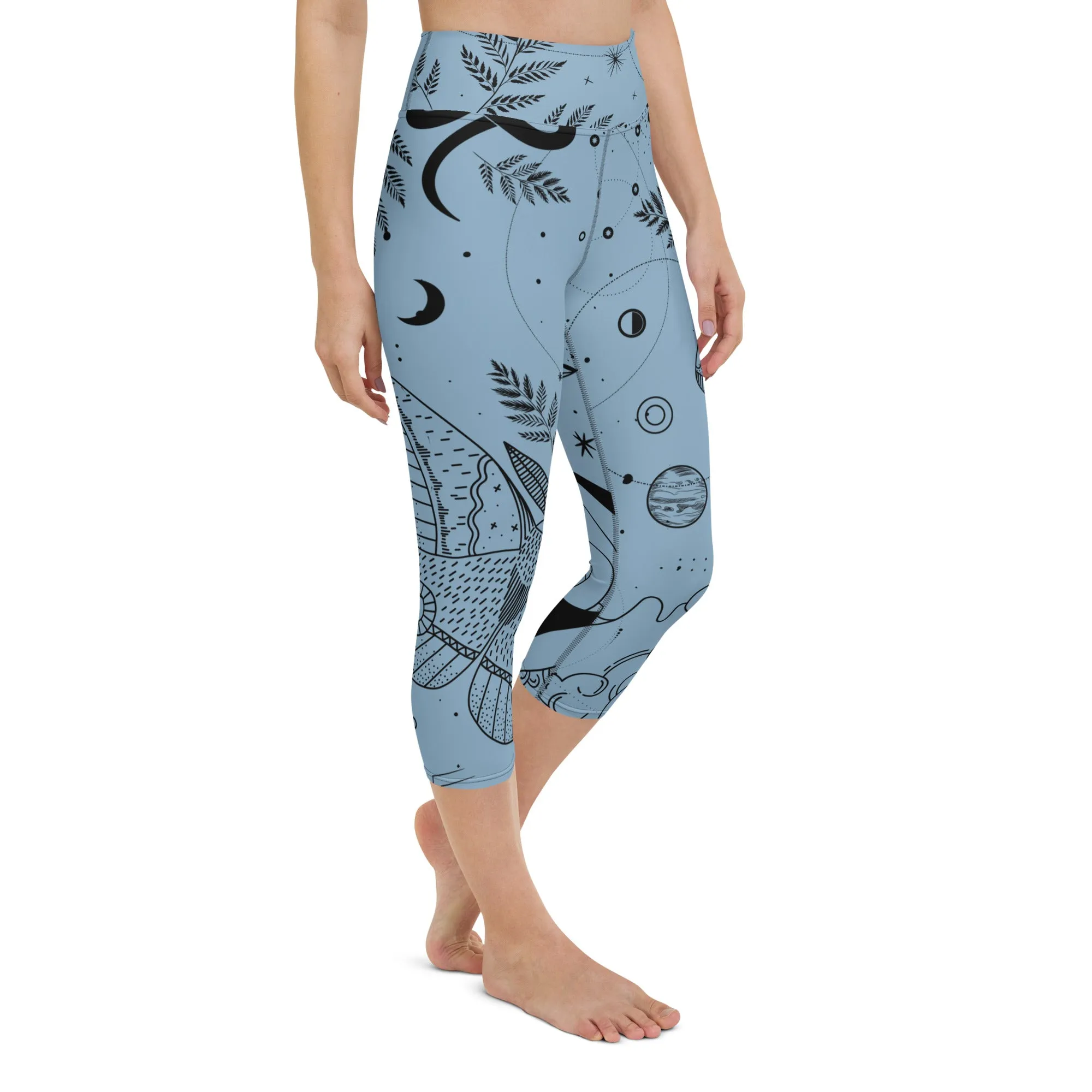 Celestial Design Yoga Capri Leggings Capri Exercise Leggings, lioness-love