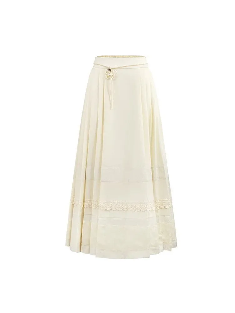 Charm Flare Side-Pleats Long Skirt