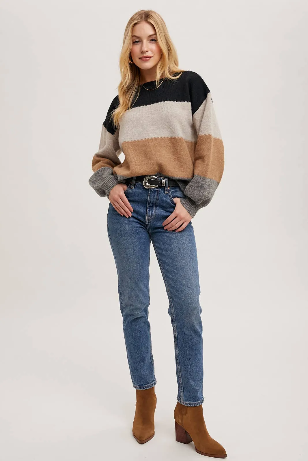 Chloe Block Knit Pullover Sweater