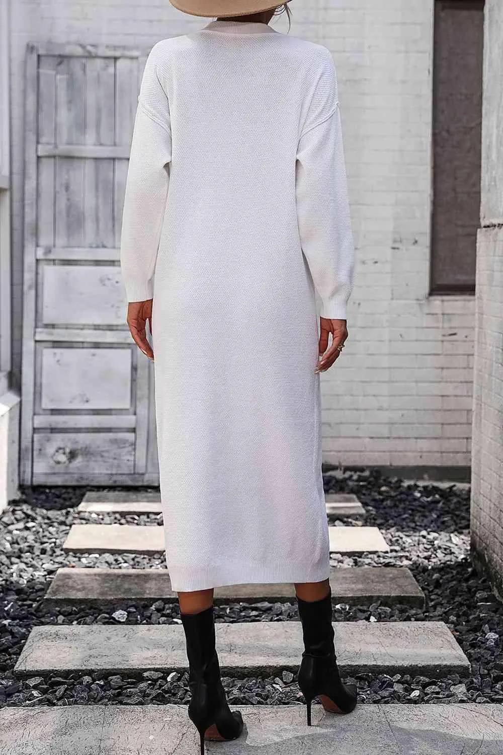 Classy Winter Long Sleeve Midi Sweater Dress