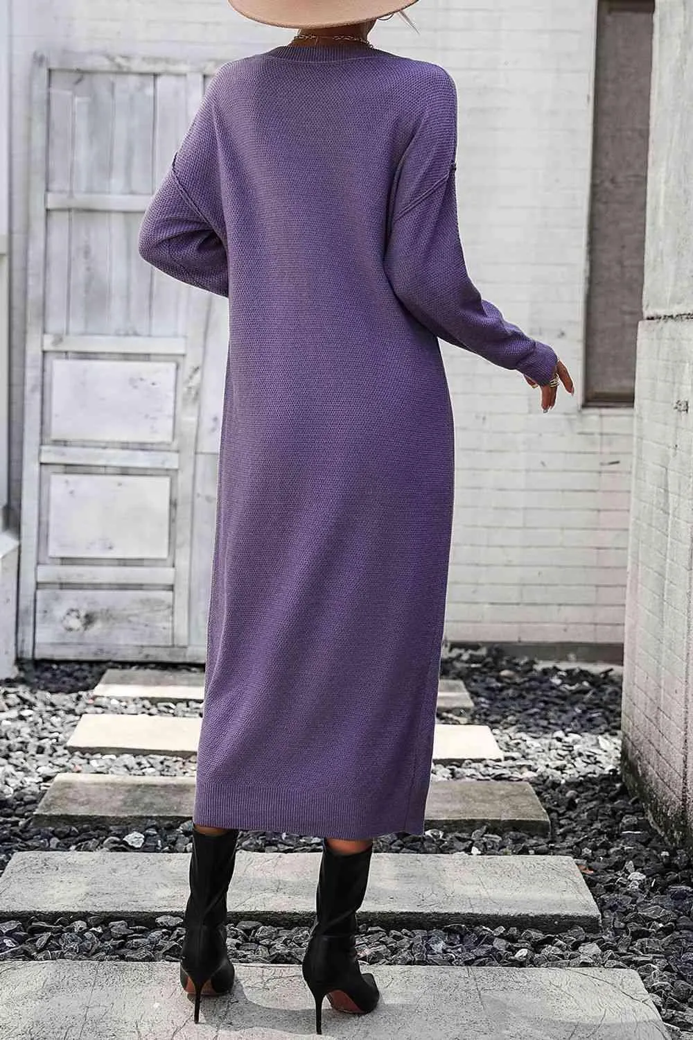 Classy Winter Long Sleeve Midi Sweater Dress