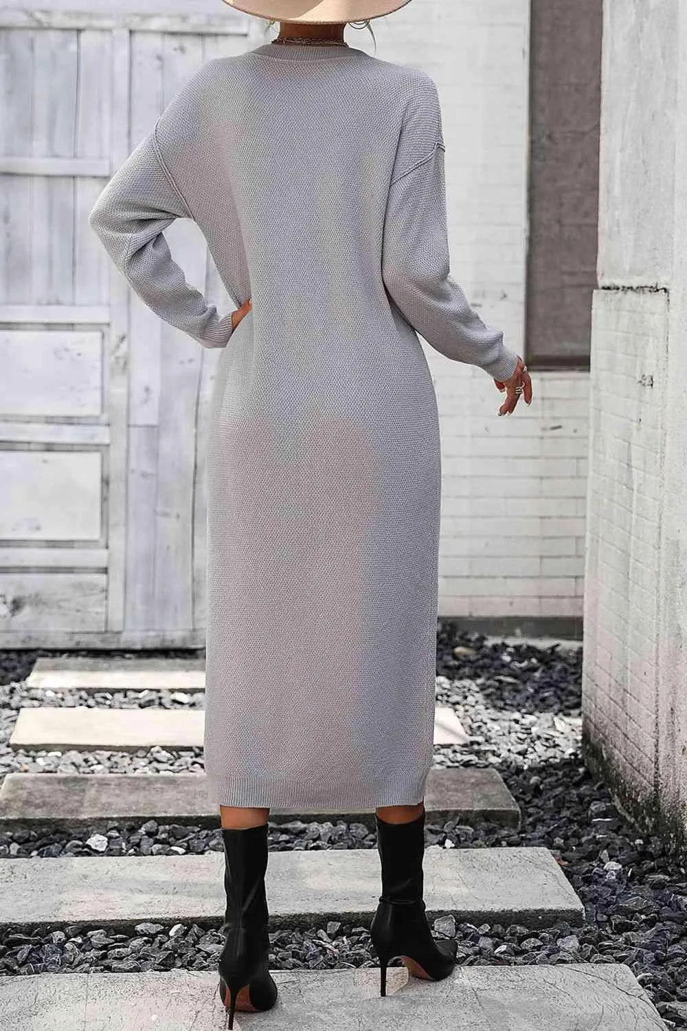 Classy Winter Long Sleeve Midi Sweater Dress