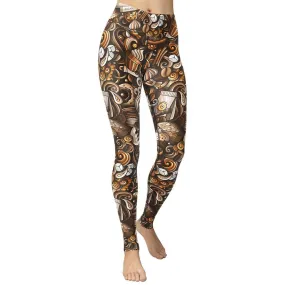 Coffee Shop Print Yoga Leggings
