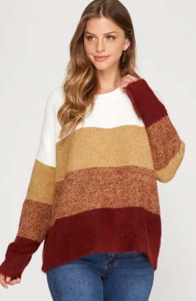 Color Blocked Knit Sweater