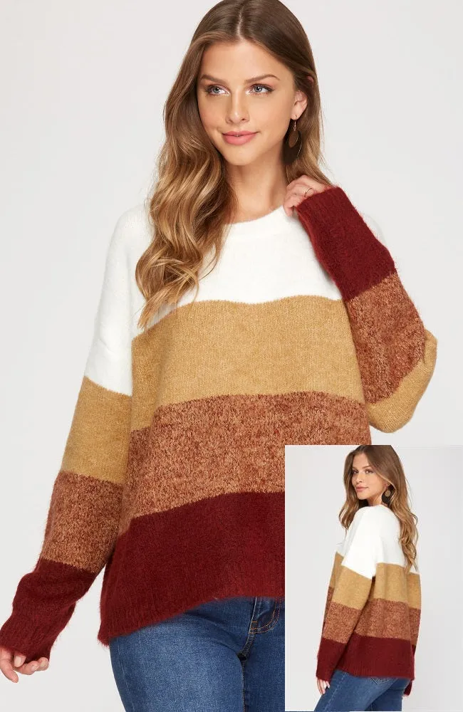 Color Blocked Knit Sweater