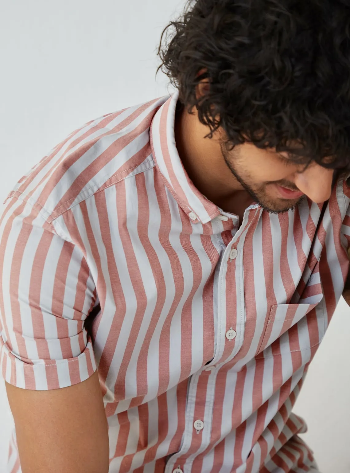 Coral Rift Stripe Half Shirt