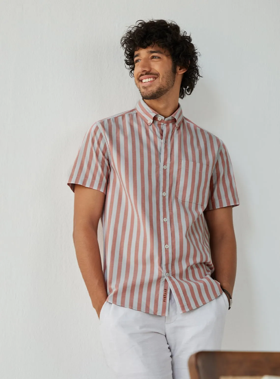 Coral Rift Stripe Half Shirt