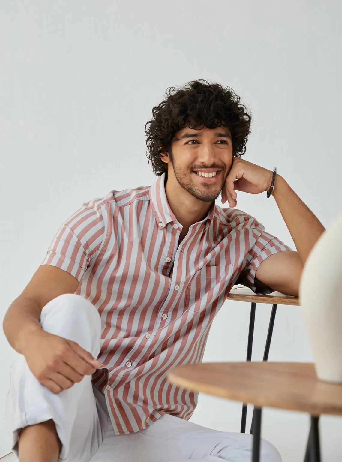 Coral Rift Stripe Half Shirt