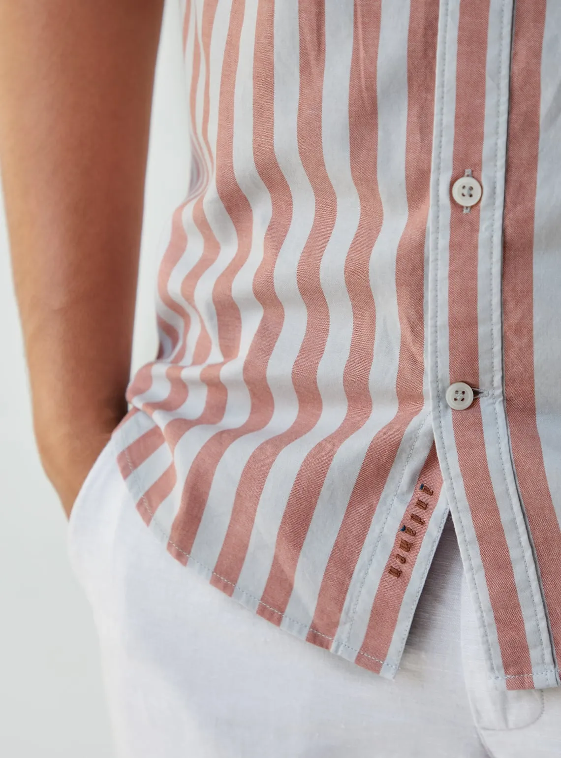 Coral Rift Stripe Half Shirt