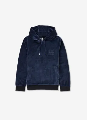 Cotton Blend Velour Hoodie Navy Dark