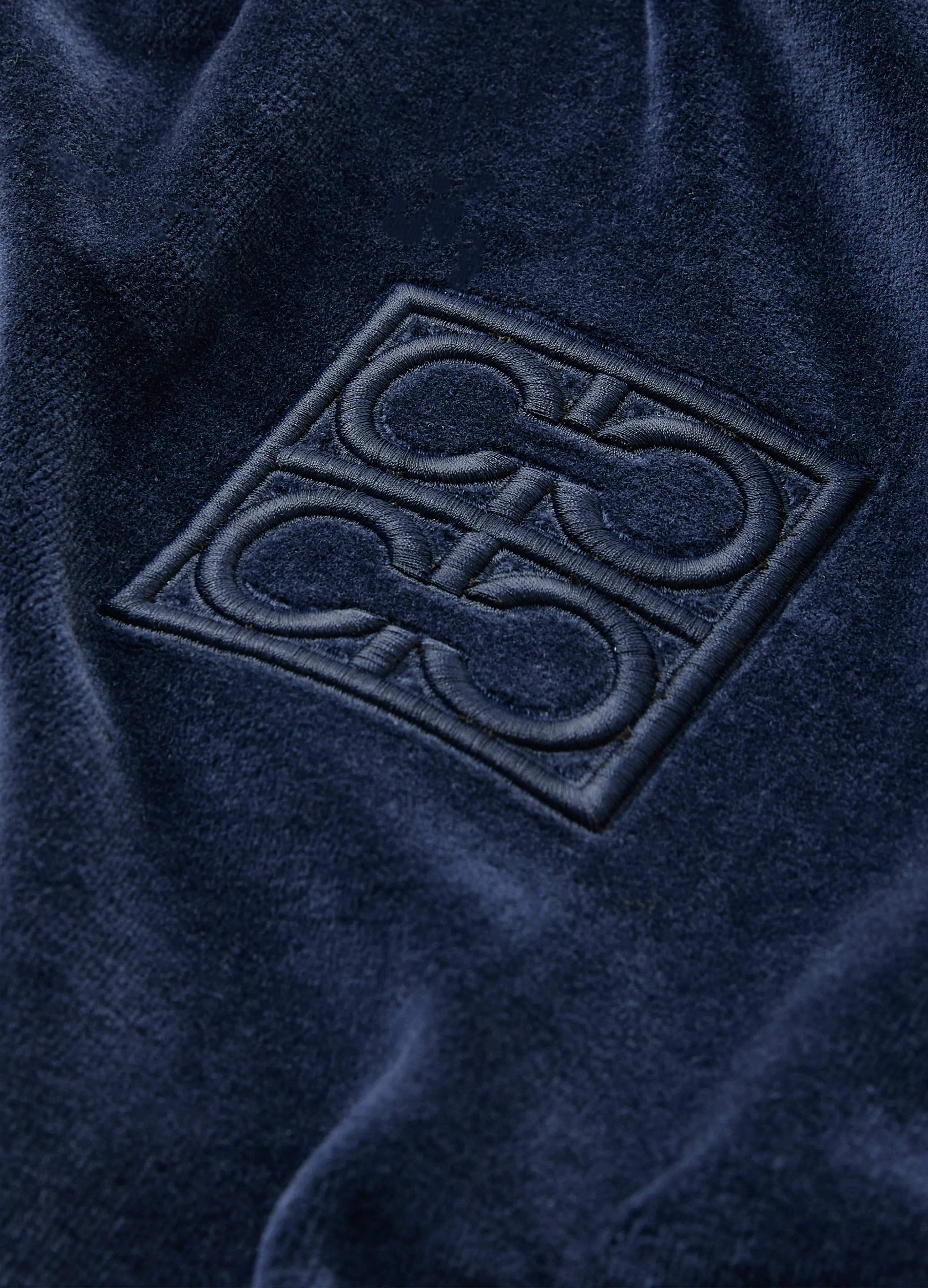 Cotton Blend Velour Hoodie Navy Dark