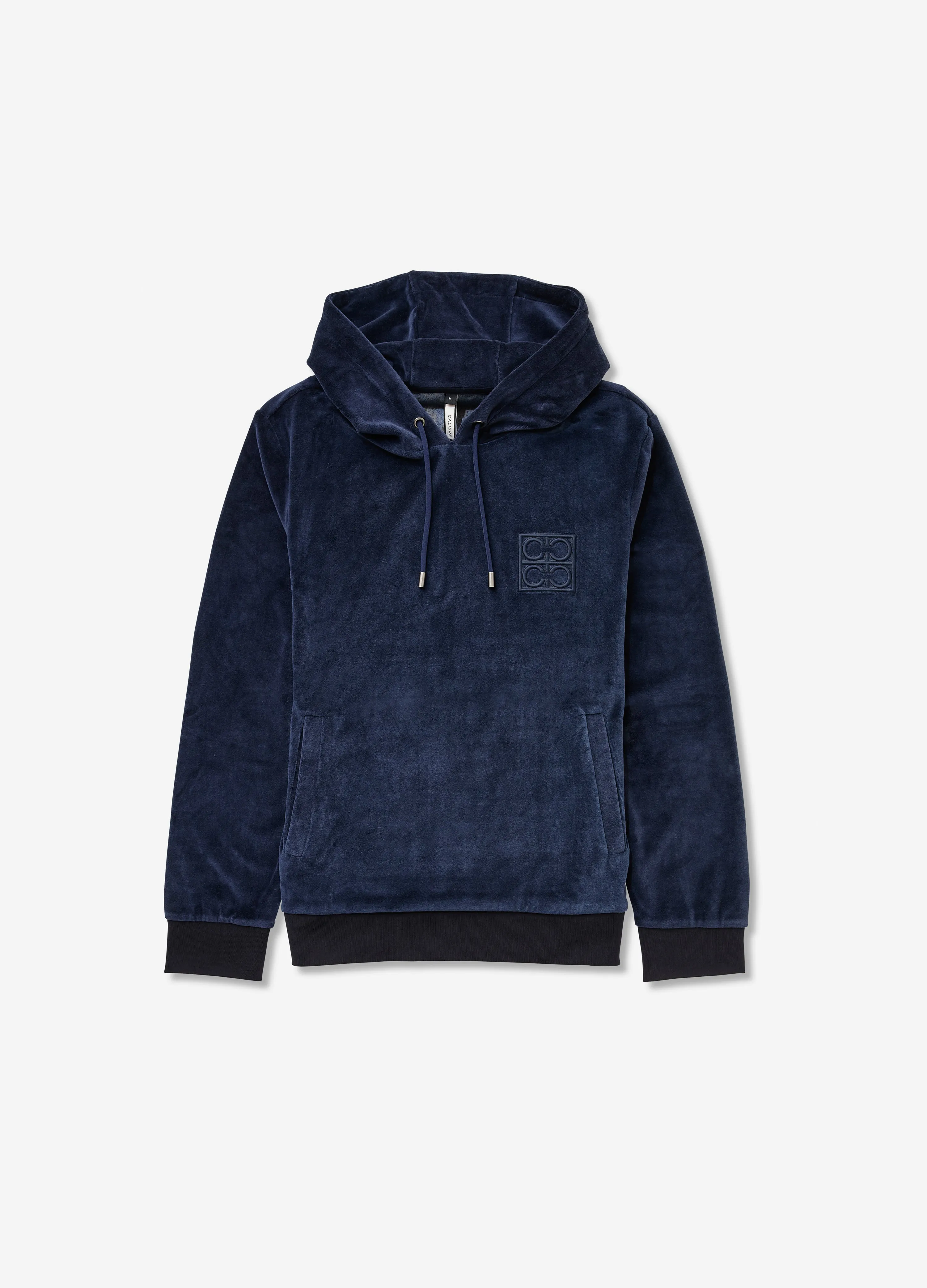 Cotton Blend Velour Hoodie Navy Dark